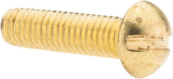 Value Collection - #10-24 UNC, 3/4" Length Under Head Slotted Drive Machine Screw - Round Head, Brass, Without Washer - Exact Tooling