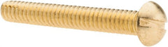 Value Collection - #10-24 UNC, 1-1/2" Length Under Head Slotted Drive Machine Screw - Round Head, Brass, Without Washer - Exact Tooling