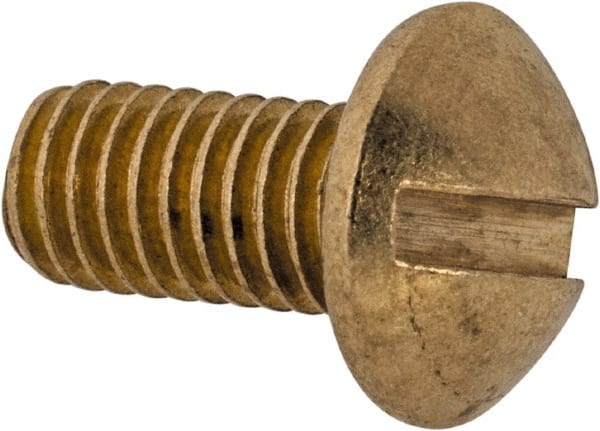Value Collection - #10-32 UNF, 3/8" Length Under Head Slotted Drive Machine Screw - Round Head, Brass, Without Washer - Exact Tooling