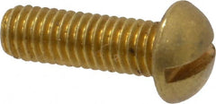Value Collection - #10-32 UNF, 5/8" Length Under Head Slotted Drive Machine Screw - Round Head, Brass, Without Washer - Exact Tooling