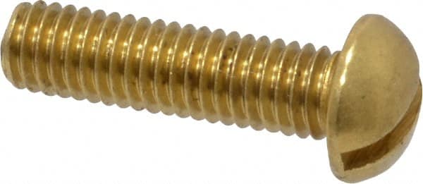 Value Collection - #10-32 UNF, 3/4" Length Under Head Slotted Drive Machine Screw - Round Head, Brass, Without Washer - Exact Tooling