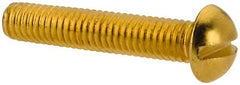 Value Collection - #10-32 UNF, 1" Length Under Head Slotted Drive Machine Screw - Round Head, Brass, Without Washer - Exact Tooling