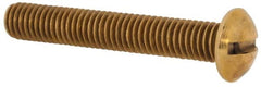 Value Collection - #10-32 UNF, 1-1/4" Length Under Head Slotted Drive Machine Screw - Round Head, Brass, Without Washer - Exact Tooling