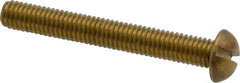 Value Collection - #10-32 UNF, 1-1/2" Length Under Head Slotted Drive Machine Screw - Round Head, Brass, Without Washer - Exact Tooling