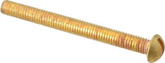 Value Collection - #10-32 UNF, 2" Length Under Head Slotted Drive Machine Screw - Round Head, Brass, Without Washer - Exact Tooling