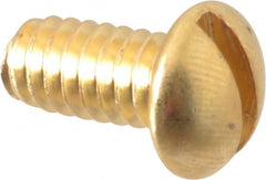 Value Collection - 1/4-20 UNC, 1/2" Length Under Head Slotted Drive Machine Screw - Round Head, Brass, Without Washer - Exact Tooling