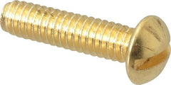 Value Collection - 1/4-20 UNC, 1" Length Under Head Slotted Drive Machine Screw - Round Head, Brass, Without Washer - Exact Tooling