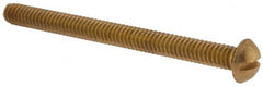 Value Collection - 1/4-20 UNC, 3" Length Under Head Slotted Drive Machine Screw - Round Head, Brass, Without Washer - Exact Tooling