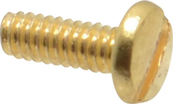 Value Collection - #2-56 UNC, 1/4" Length Under Head Slotted Drive Machine Screw - Binding Head, Brass, Uncoated, Without Washer - Exact Tooling
