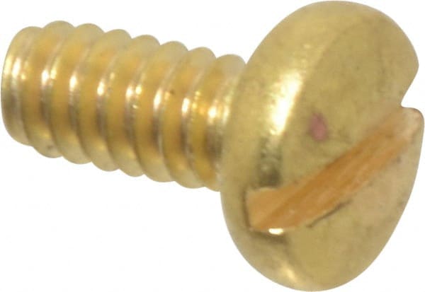 Made in USA - #4-40 UNC, 1/4" Length Under Head Slotted Drive Machine Screw - Binding Head, Brass, Uncoated, Without Washer - Exact Tooling