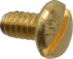 Made in USA - #6-32 UNC, 1/4" Length Under Head Slotted Drive Machine Screw - Binding Head, Brass, Uncoated, Without Washer - Exact Tooling