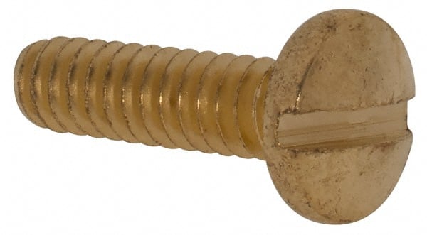 Value Collection - #6-32 UNC, 1/2" Length Under Head Slotted Drive Machine Screw - Binding Head, Brass, Uncoated, Without Washer - Exact Tooling