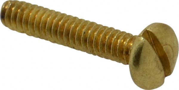 Made in USA - #6-32 UNC, 3/4" Length Under Head Slotted Drive Machine Screw - Binding Head, Brass, Uncoated, Without Washer - Exact Tooling