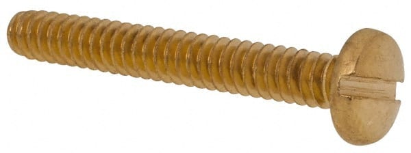 Made in USA - #6-32 UNC, 1" Length Under Head Slotted Drive Machine Screw - Binding Head, Brass, Uncoated, Without Washer - Exact Tooling