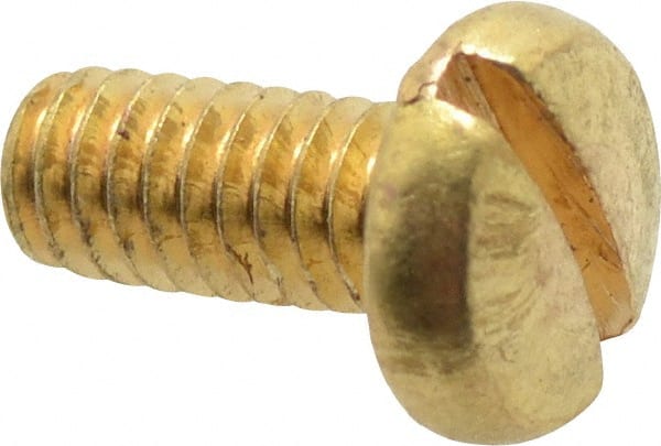 Made in USA - #8-32 UNC, 3/8" Length Under Head Slotted Drive Machine Screw - Binding Head, Brass, Uncoated, Without Washer - Exact Tooling