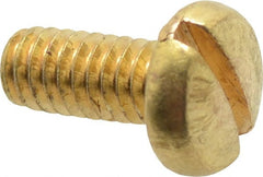 Made in USA - #8-32 UNC, 3/8" Length Under Head Slotted Drive Machine Screw - Binding Head, Brass, Uncoated, Without Washer - Exact Tooling