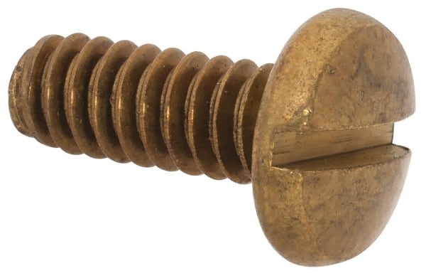 Value Collection - #10-24 UNC, 1/2" Length Under Head Slotted Drive Machine Screw - Binding Head, Brass, Uncoated, Without Washer - Exact Tooling