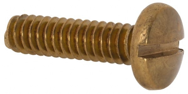 Value Collection - #10-24 UNC, 3/4" Length Under Head Slotted Drive Machine Screw - Binding Head, Brass, Uncoated, Without Washer - Exact Tooling