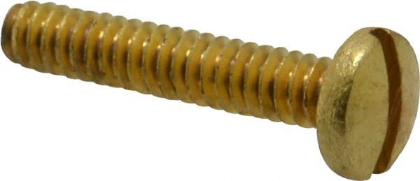Value Collection - #10-24 UNC, 1" Length Under Head Slotted Drive Machine Screw - Binding Head, Brass, Uncoated, Without Washer - Exact Tooling