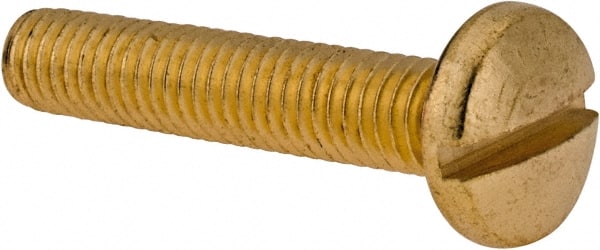 Value Collection - #10-32 UNF, 1" Length Under Head Slotted Drive Machine Screw - Binding Head, Brass, Uncoated, Without Washer - Exact Tooling