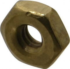 Value Collection - #6-32 UNC Brass Right Hand Machine Screw Hex Nut - 5/16" Across Flats, 7/64" High, Uncoated - Exact Tooling