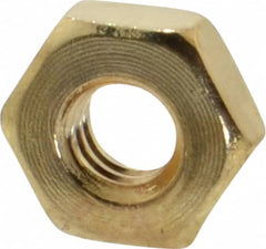 Value Collection - #8-32 UNC Brass Right Hand Machine Screw Hex Nut - 11/32" Across Flats, 1/8" High, Uncoated - Exact Tooling