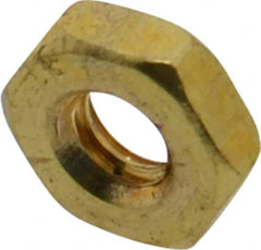 Value Collection - #10-24 UNC Brass Right Hand Machine Screw Hex Nut - 3/8" Across Flats, 1/8" High, Uncoated - Exact Tooling