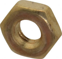Value Collection - #10-32 UNF Brass Right Hand Machine Screw Hex Nut - 3/8" Across Flats, 1/8" High, Uncoated - Exact Tooling