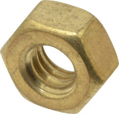 Value Collection - 1/4-20 UNC Brass Right Hand Hex Nut - 7/16" Across Flats, 7/32" High, Uncoated - Exact Tooling