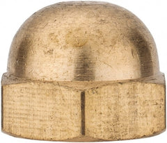 Value Collection - 3/8-16" UNC, 5/8" Width Across Flats, Uncoated, Brass Acorn Nut - 27/64" Overall Height - Exact Tooling