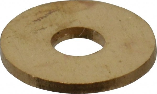Value Collection - #4 Screw, Brass Standard Flat Washer - 0.12" ID x 1/4" OD, 0.025" Thick, Plain Finish - Exact Tooling