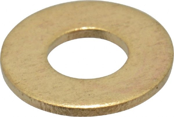 Value Collection - #8 Screw, Brass Standard Flat Washer - 0.172" ID x 3/8" OD, 0.032" Thick, Plain Finish - Exact Tooling
