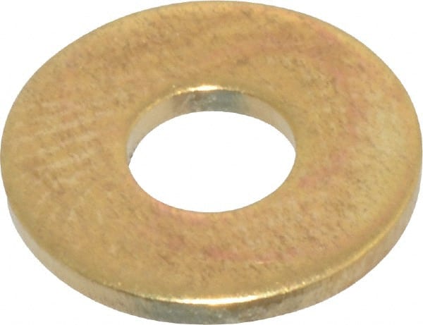 Value Collection - #8 Screw, Brass Standard Flat Washer - 0.172" ID x 7/16" OD, 0.036" Thick, Plain Finish - Exact Tooling