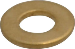Value Collection - #10 Screw, Brass Standard Flat Washer - 0.2" ID x 7/16" OD, 0.036" Thick, Plain Finish - Exact Tooling