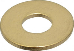 Value Collection - #10 Screw, Brass Standard Flat Washer - 0.2" ID x 1/2" OD, 0.04" Thick, Plain Finish - Exact Tooling