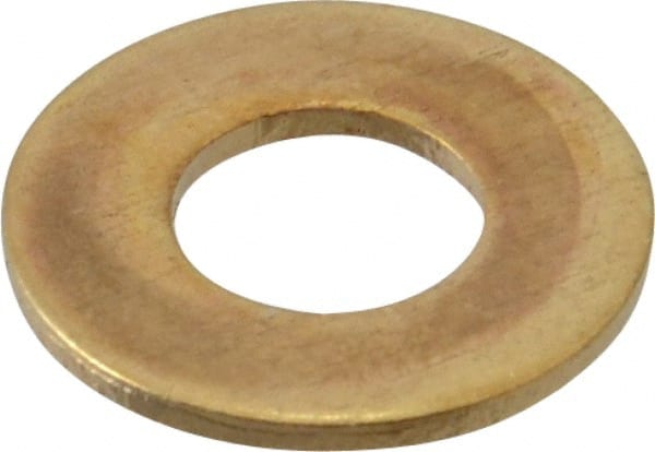 Value Collection - #14 Screw, Brass Standard Flat Washer - 0.26" ID x 9/16" OD, 0.04" Thick, Plain Finish - Exact Tooling