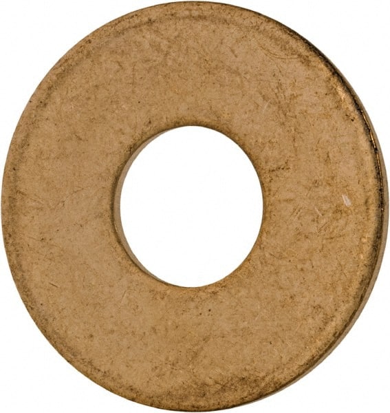 Value Collection - #14 Screw, Brass Standard Flat Washer - 0.26" ID x 11/16" OD, 0.051" Thick, Plain Finish - Exact Tooling