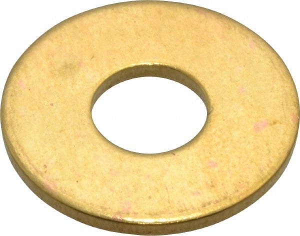 Value Collection - #20 Screw, Brass Standard Flat Washer - 0.339" ID x 7/8" OD, 0.057" Thick, Plain Finish - Exact Tooling