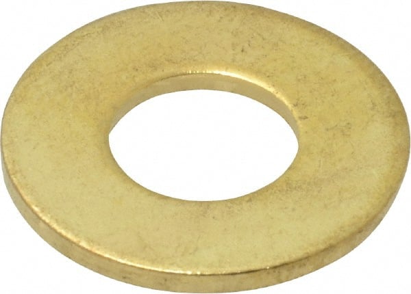Value Collection - #24 Screw, Brass Standard Flat Washer - 0.386" ID x 7/8" OD, 0.057" Thick, Plain Finish - Exact Tooling