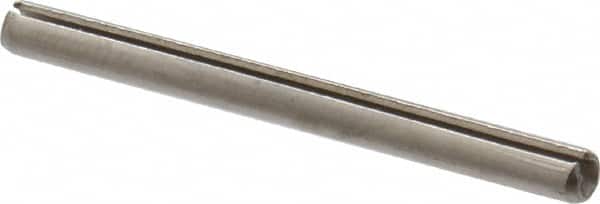 Made in USA - 3/32" Diam x 1-1/8" Long Slotted Spring Pin - Grade 420 Stainless Steel, Bright Finish - Exact Tooling