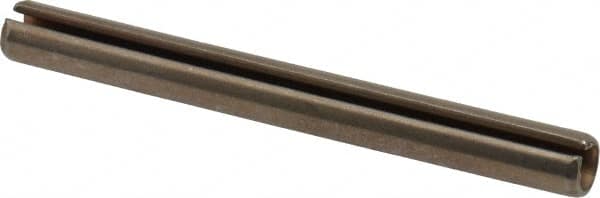 Made in USA - 1/4" Diam x 2-1/2" Long Slotted Spring Pin - Grade 420 Stainless Steel, Bright Finish - Exact Tooling