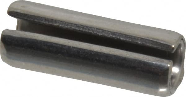 Made in USA - 3/8" Diam x 1" Long Slotted Spring Pin - Grade 420 Stainless Steel, Bright Finish - Exact Tooling