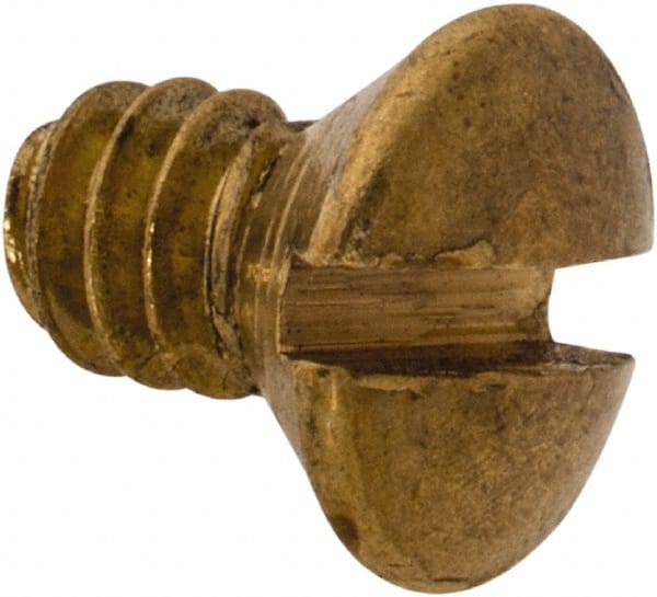 Value Collection - #6-32 UNC, 1/4" OAL Slotted Drive Machine Screw - Oval Head, Brass, Uncoated, Without Washer - Exact Tooling
