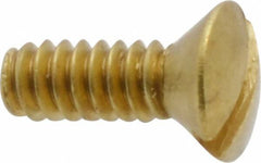Value Collection - #6-32 UNC, 3/8" OAL Slotted Drive Machine Screw - Oval Head, Brass, Uncoated, Without Washer - Exact Tooling