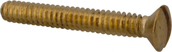 Value Collection - #6-32 UNC, 1" OAL Slotted Drive Machine Screw - Oval Head, Brass, Uncoated, Without Washer - Exact Tooling