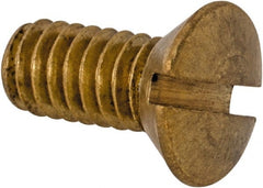 Value Collection - #8-32 UNC, 3/8" OAL Slotted Drive Machine Screw - Oval Head, Brass, Uncoated, Without Washer - Exact Tooling