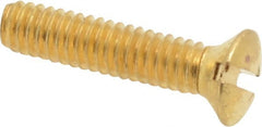 Value Collection - #8-32 UNC, 3/4" OAL Slotted Drive Machine Screw - Oval Head, Brass, Uncoated, Without Washer - Exact Tooling