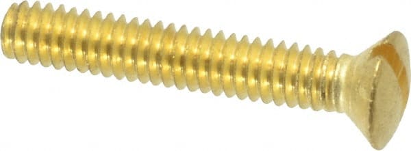 Value Collection - #8-32 UNC, 1" OAL Slotted Drive Machine Screw - Oval Head, Brass, Uncoated, Without Washer - Exact Tooling