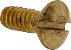 Value Collection - #10-24 UNC, 1/2" OAL Slotted Drive Machine Screw - Oval Head, Brass, Uncoated, Without Washer - Exact Tooling