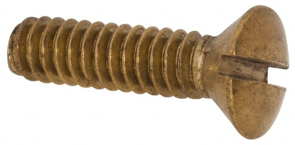 Value Collection - #10-24 UNC, 3/4" OAL Slotted Drive Machine Screw - Oval Head, Brass, Uncoated, Without Washer - Exact Tooling